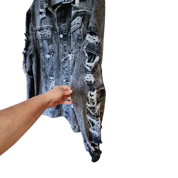Manfinity  Distressed Denim Jean Jacket Mens Size XL - Picture 3 of 4